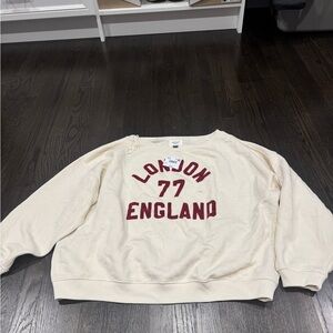 American Eagle Outfitters Cream Sweatshirt with Red Print